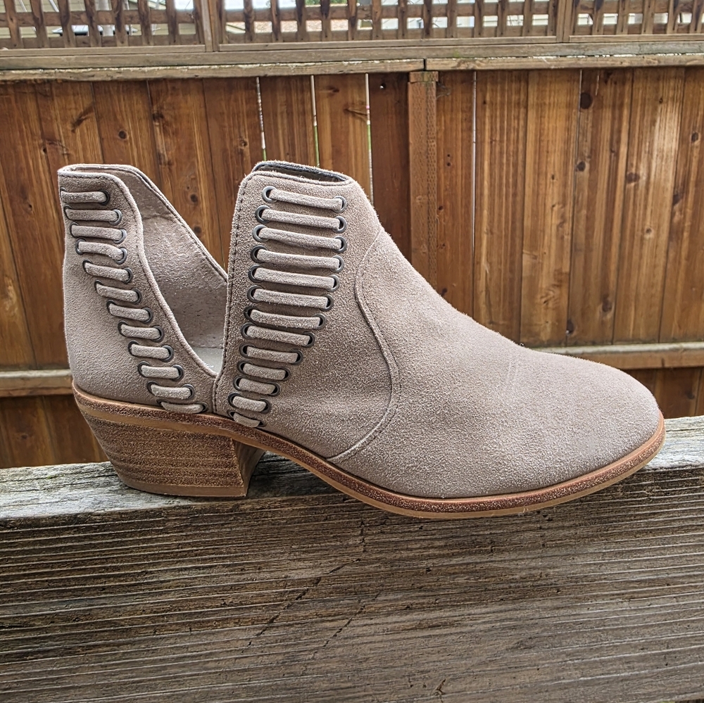 Vince Camuto Taupe Suede Leather Ankle Booties